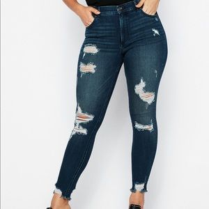 Express High Waisted Ripped Ankle Leggings